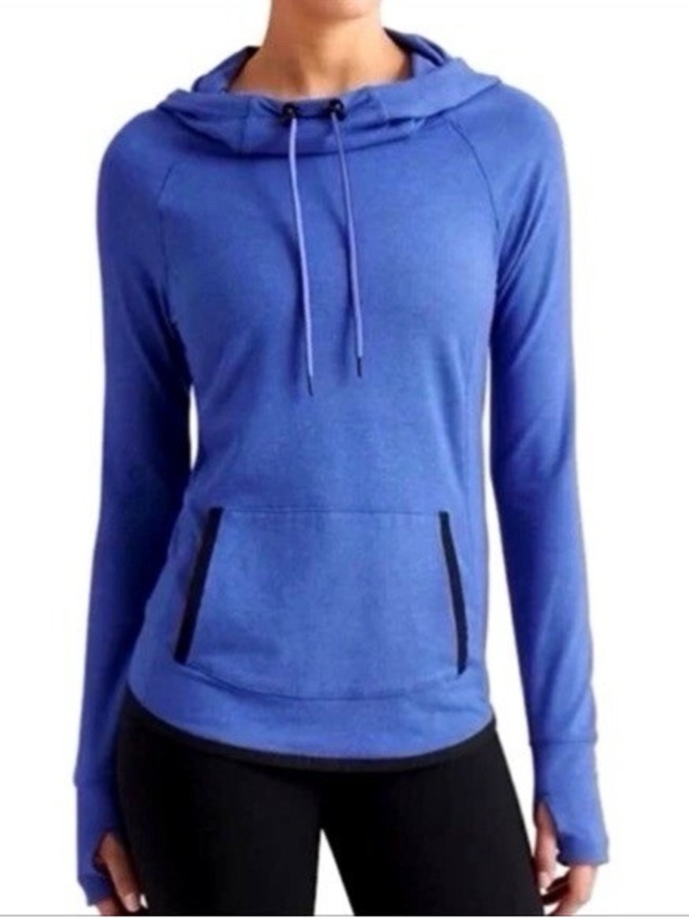 Athleta Royal Blue Pullover Hoodie with Thumbhole Cuffs